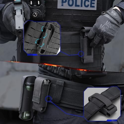OC Pepper Spray Holster Pouch, Small MOLLE Flashlight Holder Tactical Black