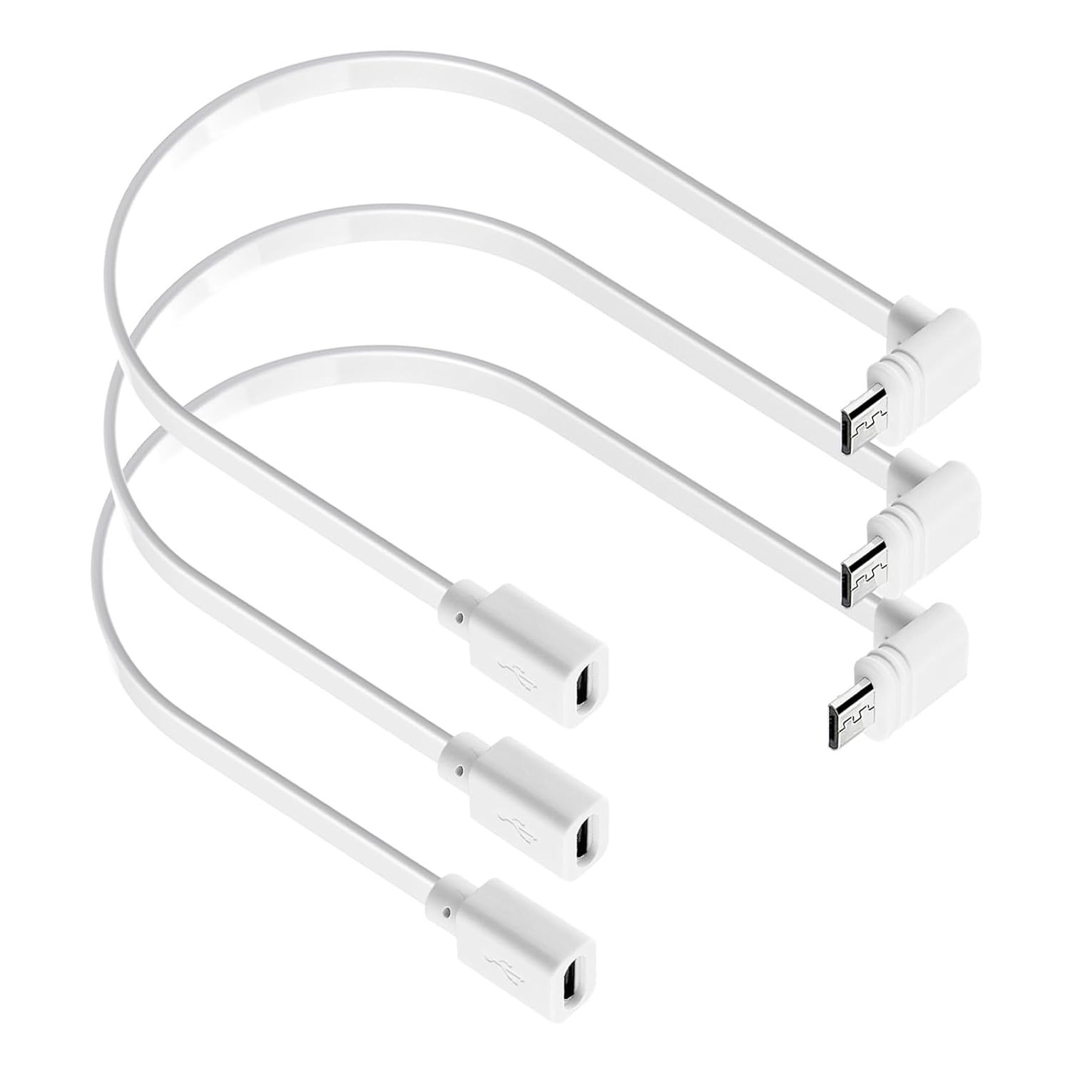 3-Pack Extension Cable for WYZE Cam Pan V3 90° Micro USB 1ft Flat Cord