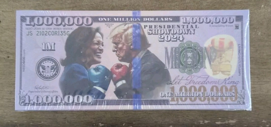10 Trump Vs  Harris Million Dollar Bill BibleTract Rare Out Of Print 2024