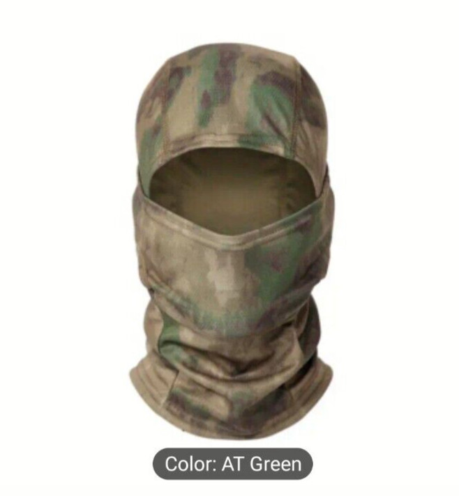 AT Green Camouflage Hunting Balaclava Head Cover Lightweight Form Fitting New