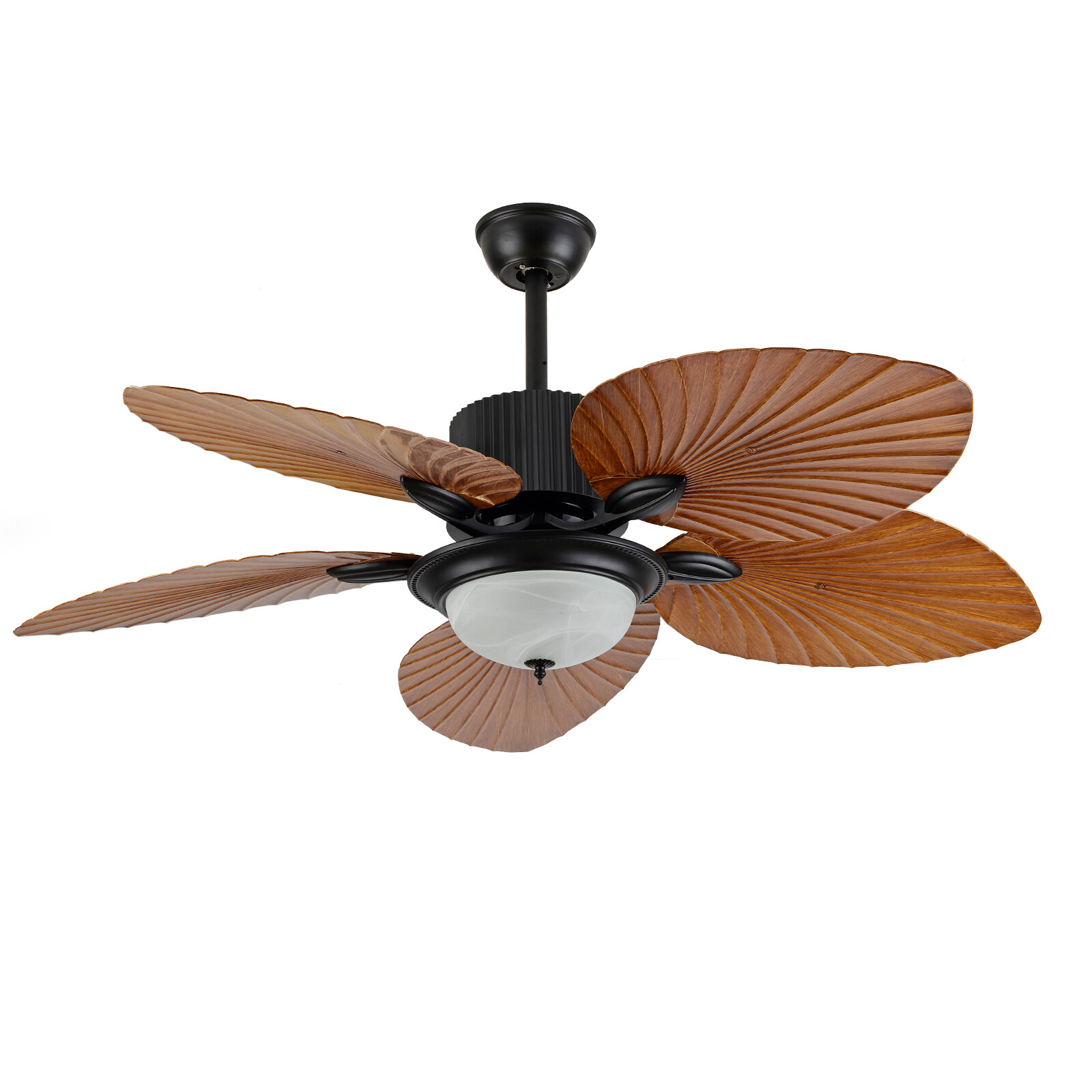 Ceiling Fan Light 52" Tropical Palm Leaf Blades Chandelier Dimmable & Remote