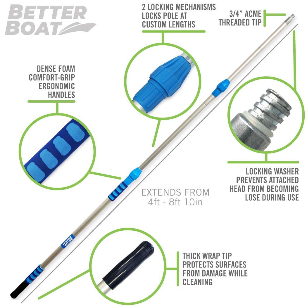 Extension Pole, Telescoping Rod, 4-9 ft Extendable Deck Brush Handle, 9 FT