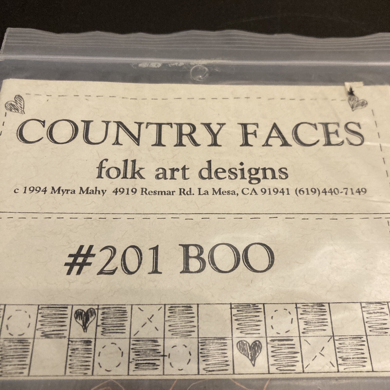 Country Faces #201 BOO Decoration Craft Pattern