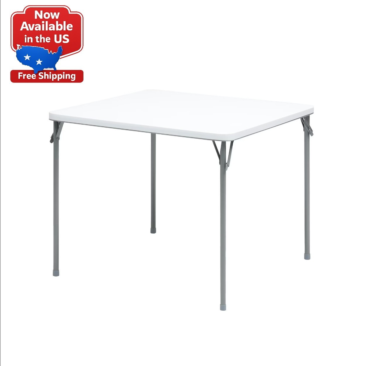 Mainstays 34" Fixed Table Top Folding Legs Card Table, White