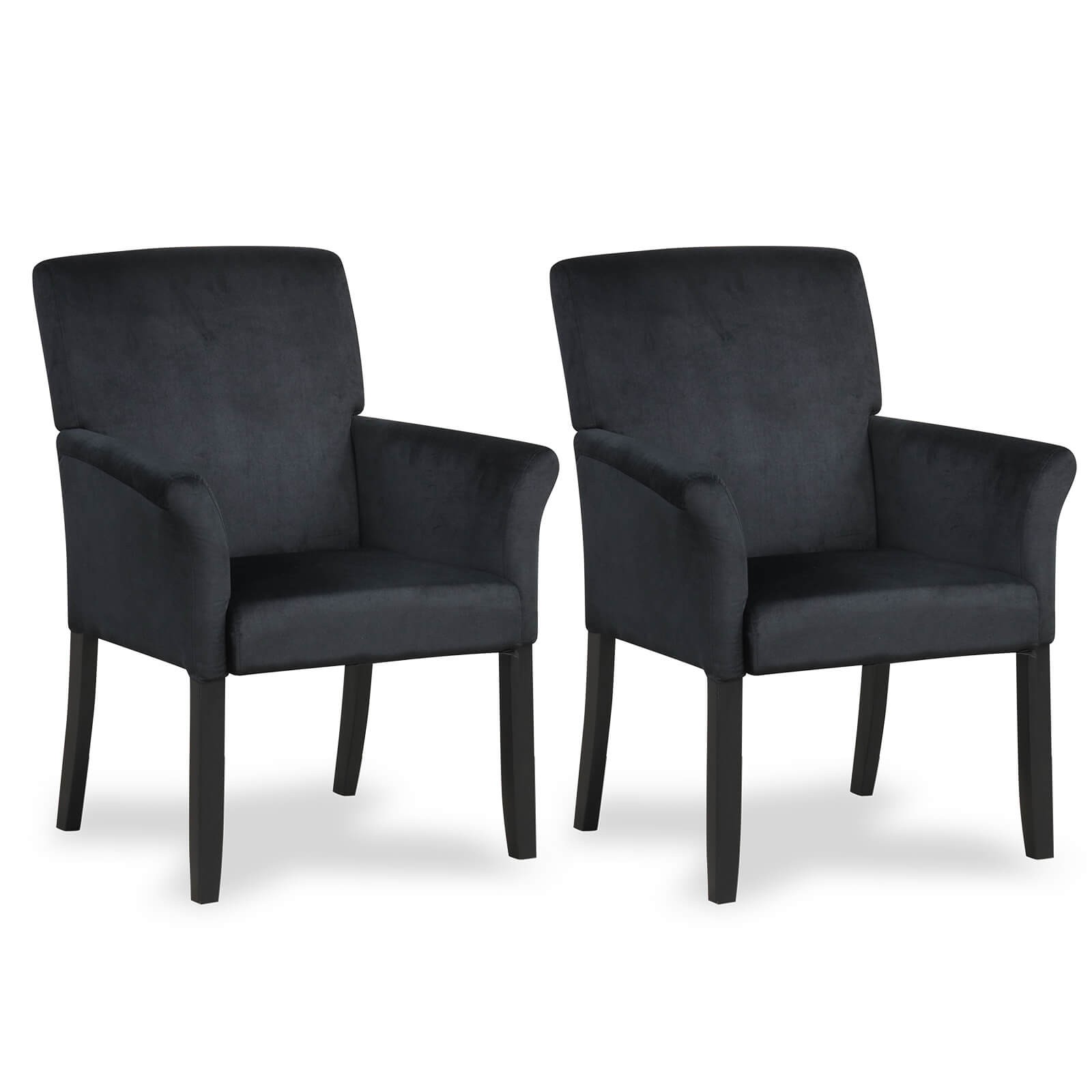 Set of 2 Velvet Executive Guest Chair Waiting Room Arm Chair w/Rubber Wood Legs