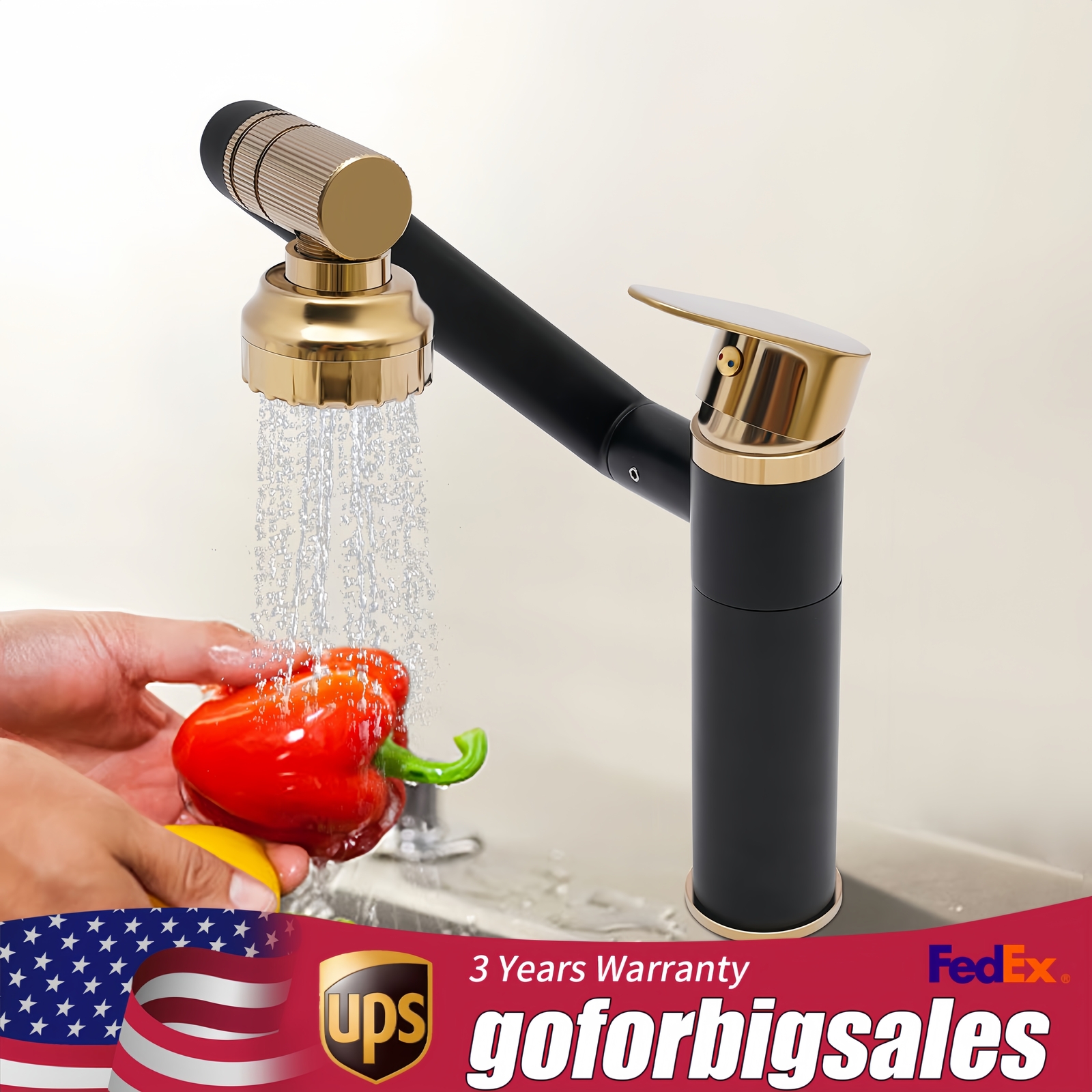 360?? Bathroom Sink Faucet Single Handle Waterfall Vanity Basin Mixer 2 Function