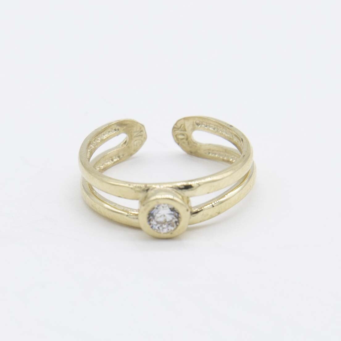 Adjustable Bezel Design Toe Ring Solid Real 10K Yellow Gold