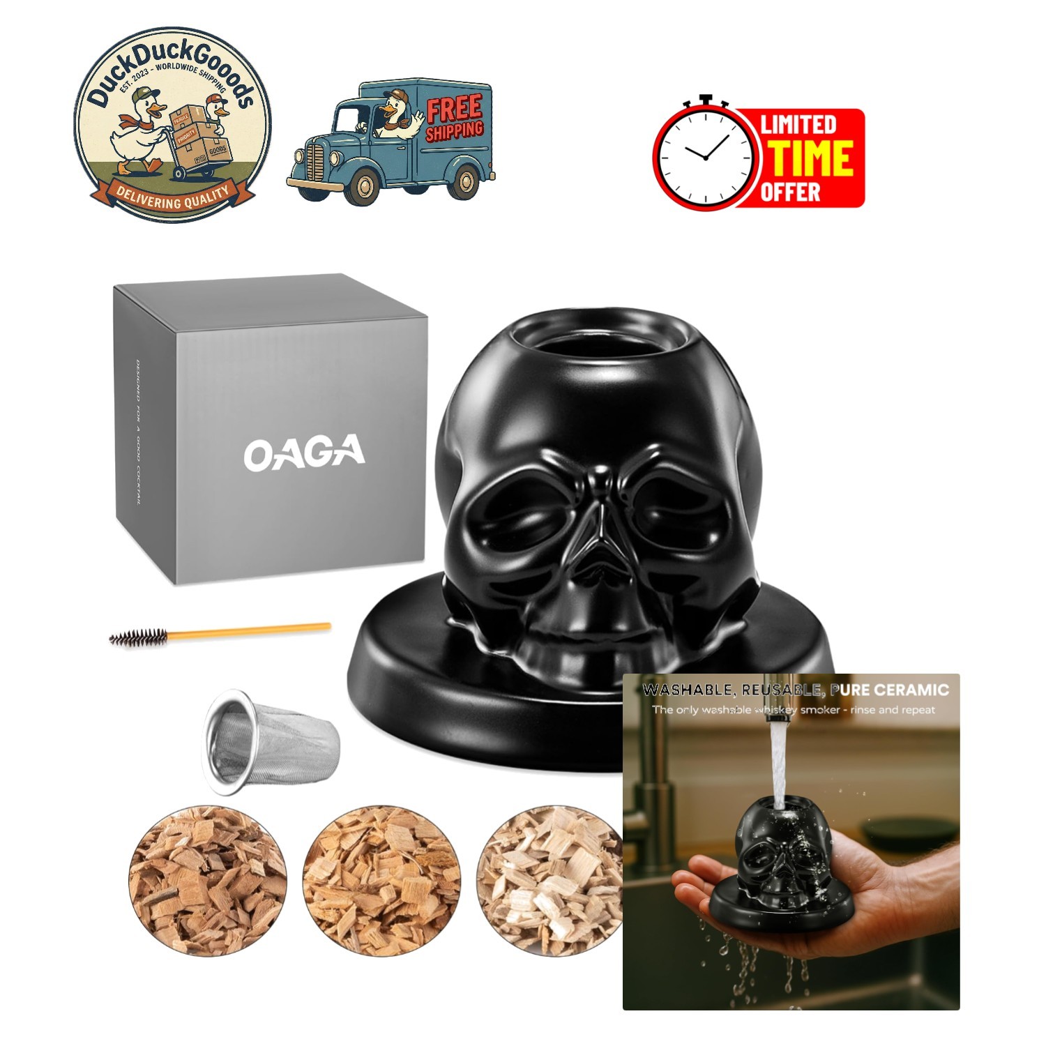Whiskey Smoker Kit with Skull Design - Eco-Friendly Cocktail Infuser Gift