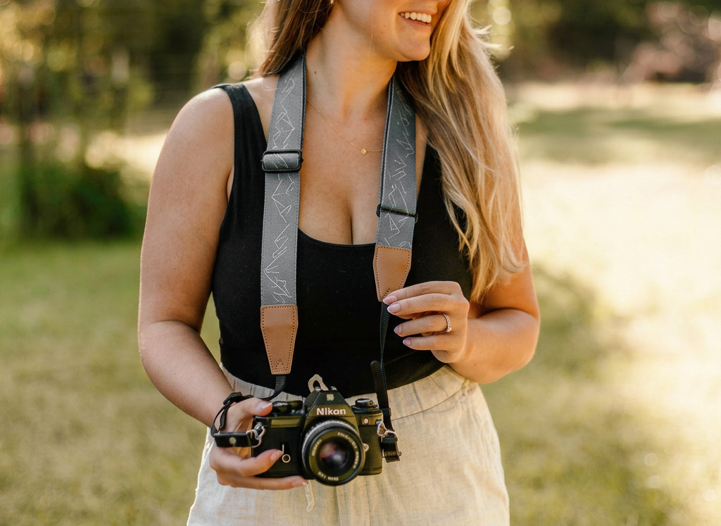 C Coiro Camera Strap for DSLR Camera Shoulder and Neck Strap, Color Gray Pattern