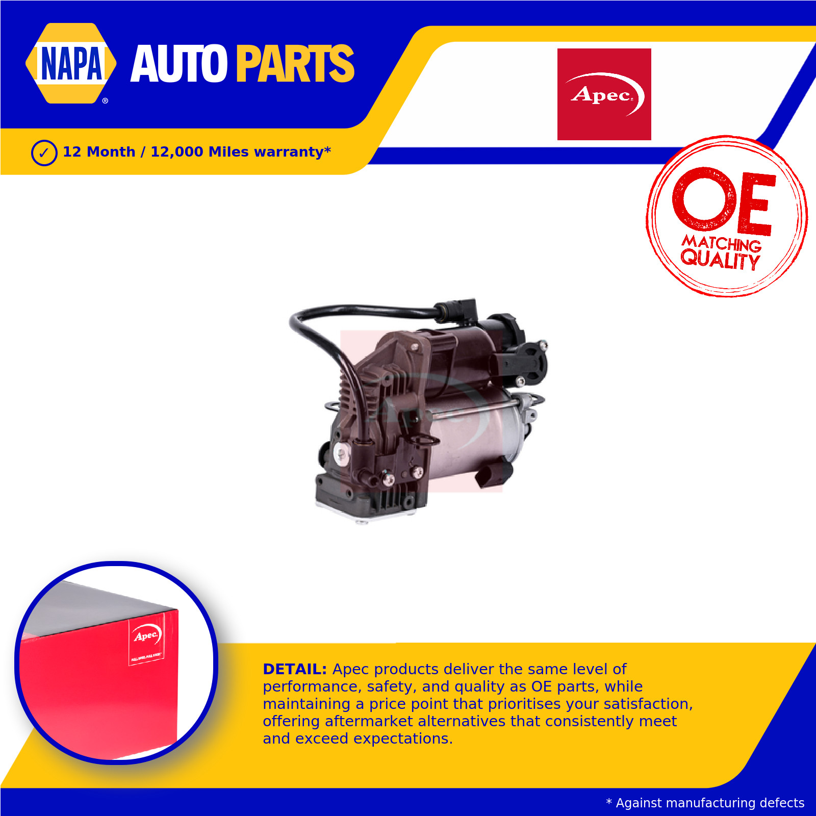 Air Suspension Compressor fits MERCEDES S300 W222 2.2D 14 to 17 Apec Quality New