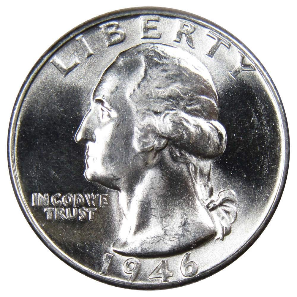 1946 Washington Silver Quarter Uncirculated Mint State 25c Coin