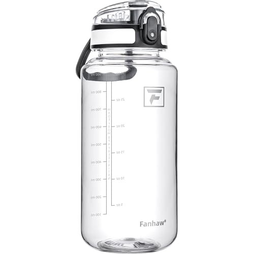 32 Oz Clear Tritan Water Bottle, BPA-Free & Leak-Proof, Wide Mouth Clear&White