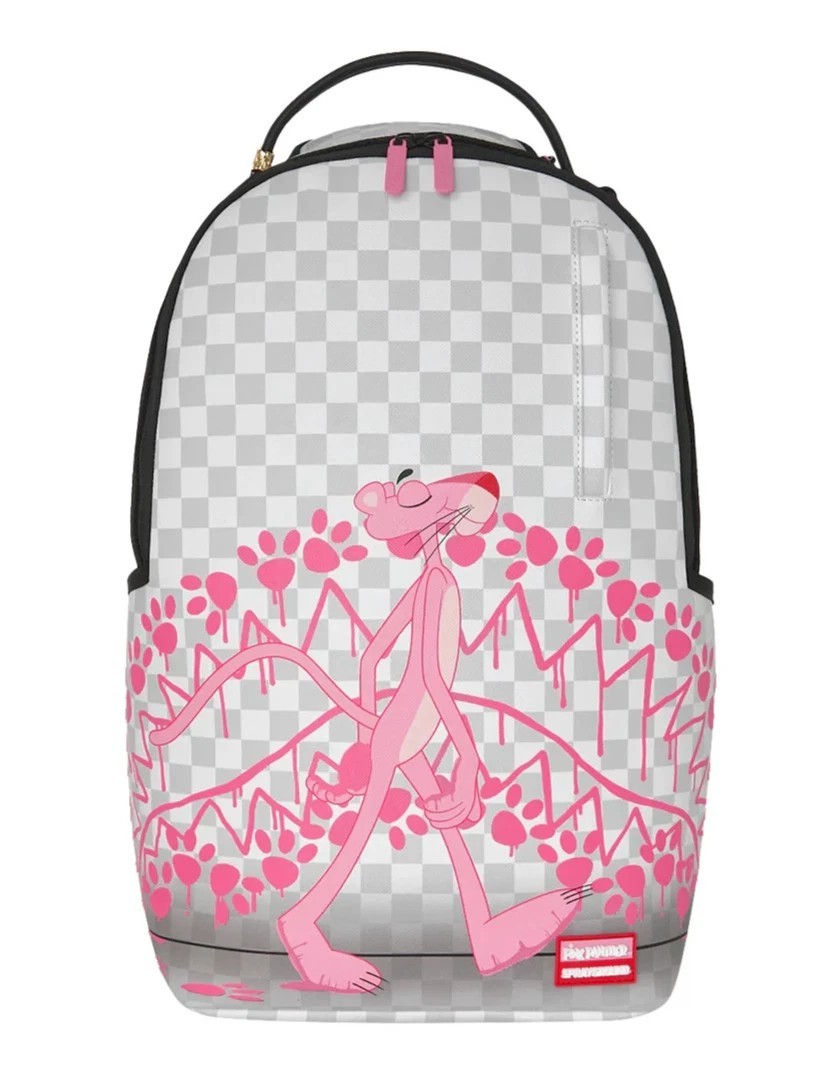 🔥🔥 Sprayground Pink Panther Paw Prints Check Backpack Bookbag School Bag