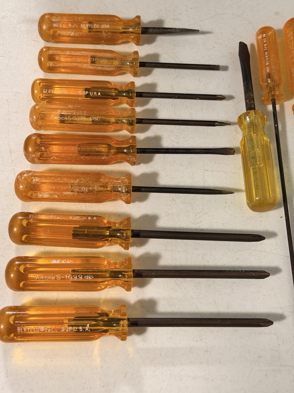 (12) Berylco & Ampco Lot Non Sparking Safety Screwdrivers Flathead Vintage