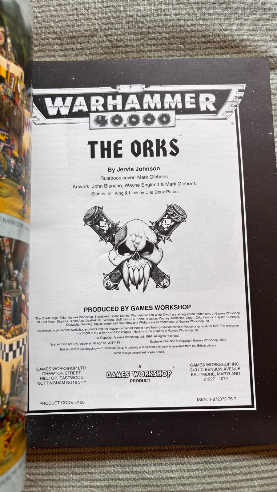Games Workshop Warhammer 40k Orks Codex 2nd Edition 1994 lovely copy
