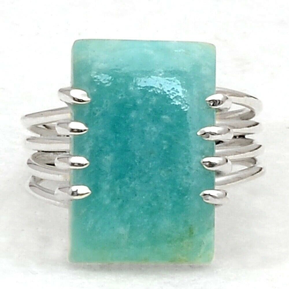 New - Aqua Amazonite 925 Sterling Silver Ring - Size 6.25