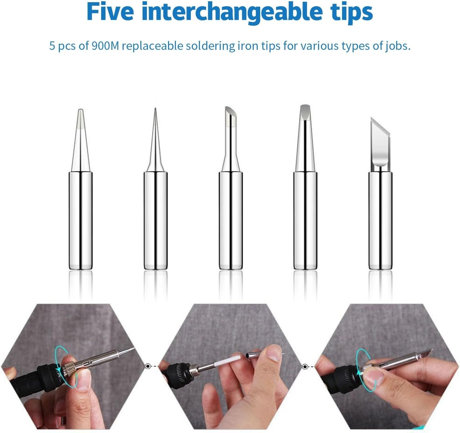 60W Adjustable Temperature Soldering Iron Kit with 5 Tips for Easy DIY Repairs