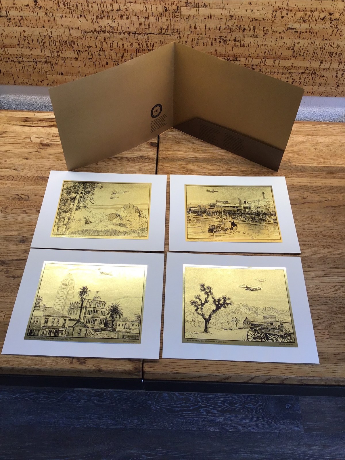 McDonnell Douglas on the California Scene set of 4 gold Etchings 8"x10" LL4.32