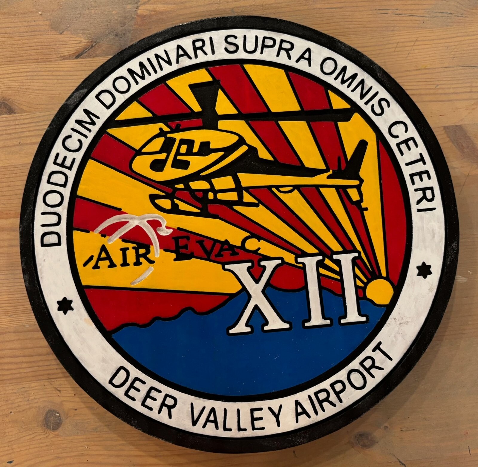 Deer Valley Airport EVAC 3D routed wood patch plaque