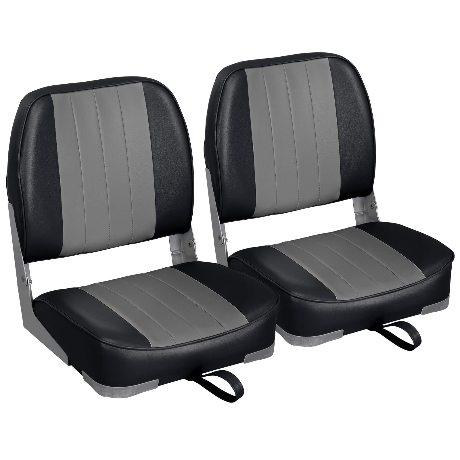 A Pair of Low Back Folding Fishing Boat Seat (2 Seats) (Black/Charcoal)