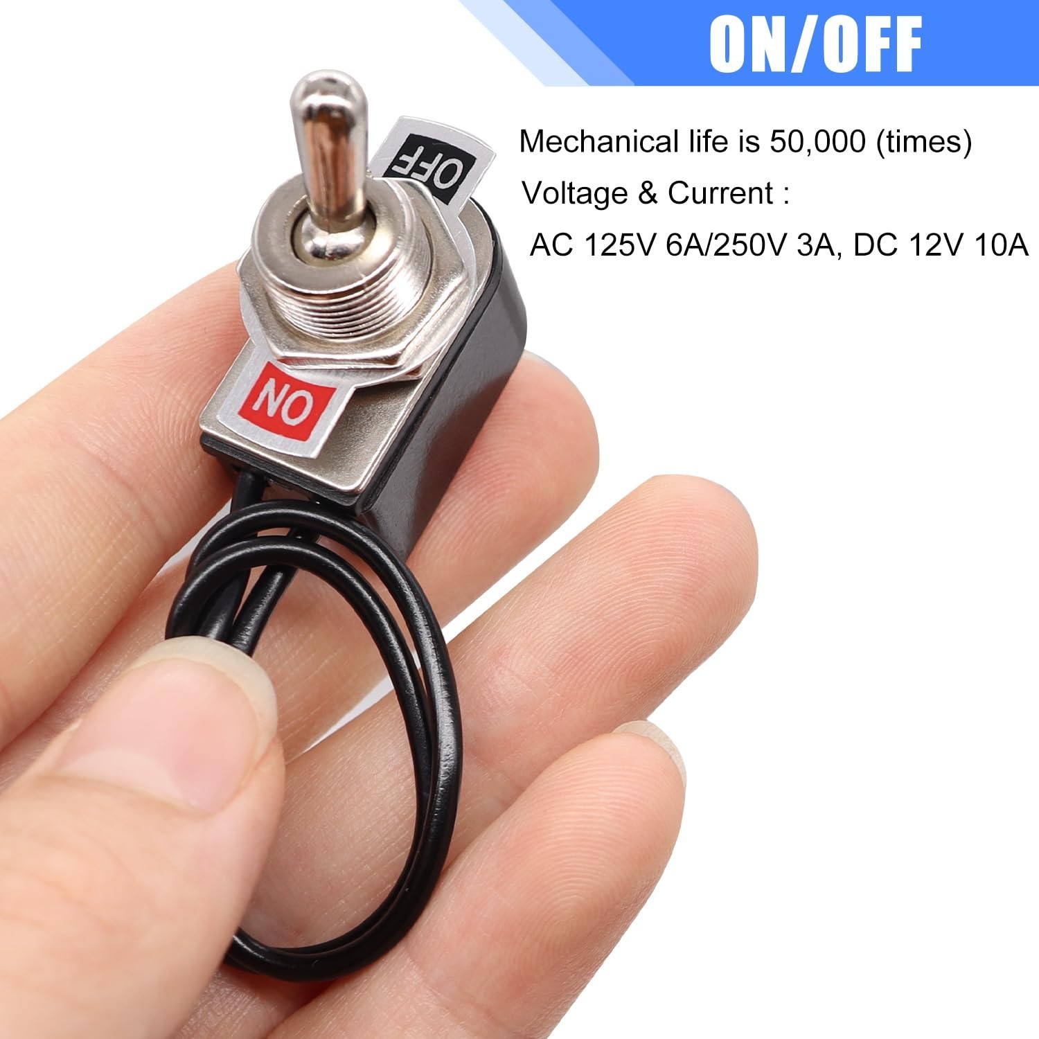 Taiss 2pcs Toggle Switch SPST 2 Position Latching ON/Off 6A AC 125V /10A DC 1...
