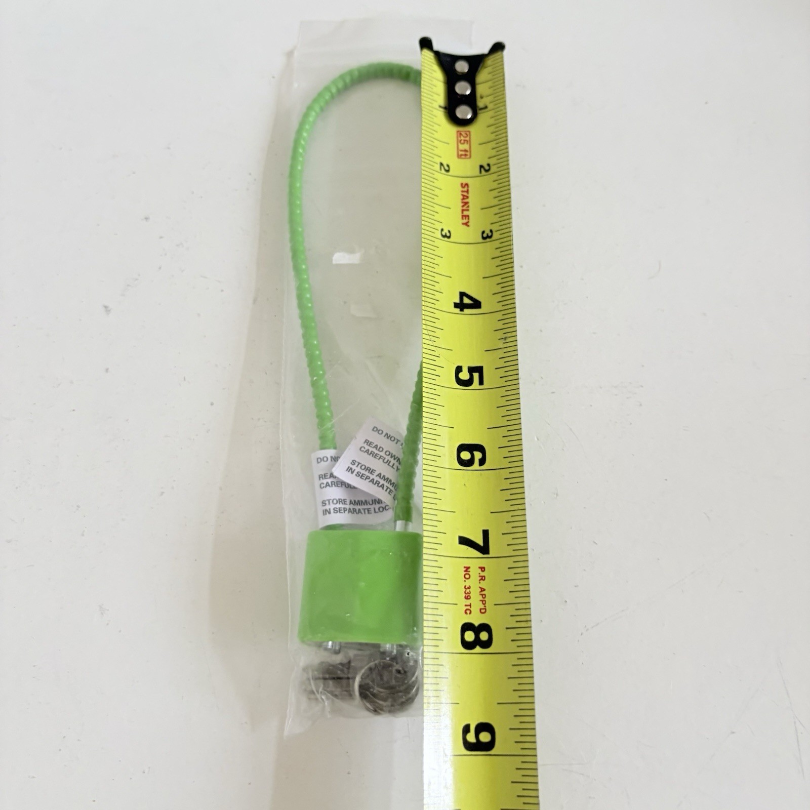 Green Cable Gun Lock - 15” Length Project Child Safe - Rifle