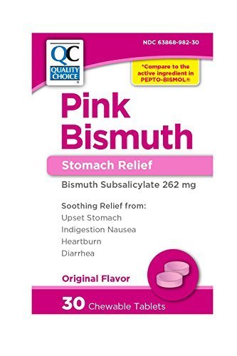 Quality Choice Pink Bismuth Stomach Relief, Original Flavor, 30 Chewable Tablets