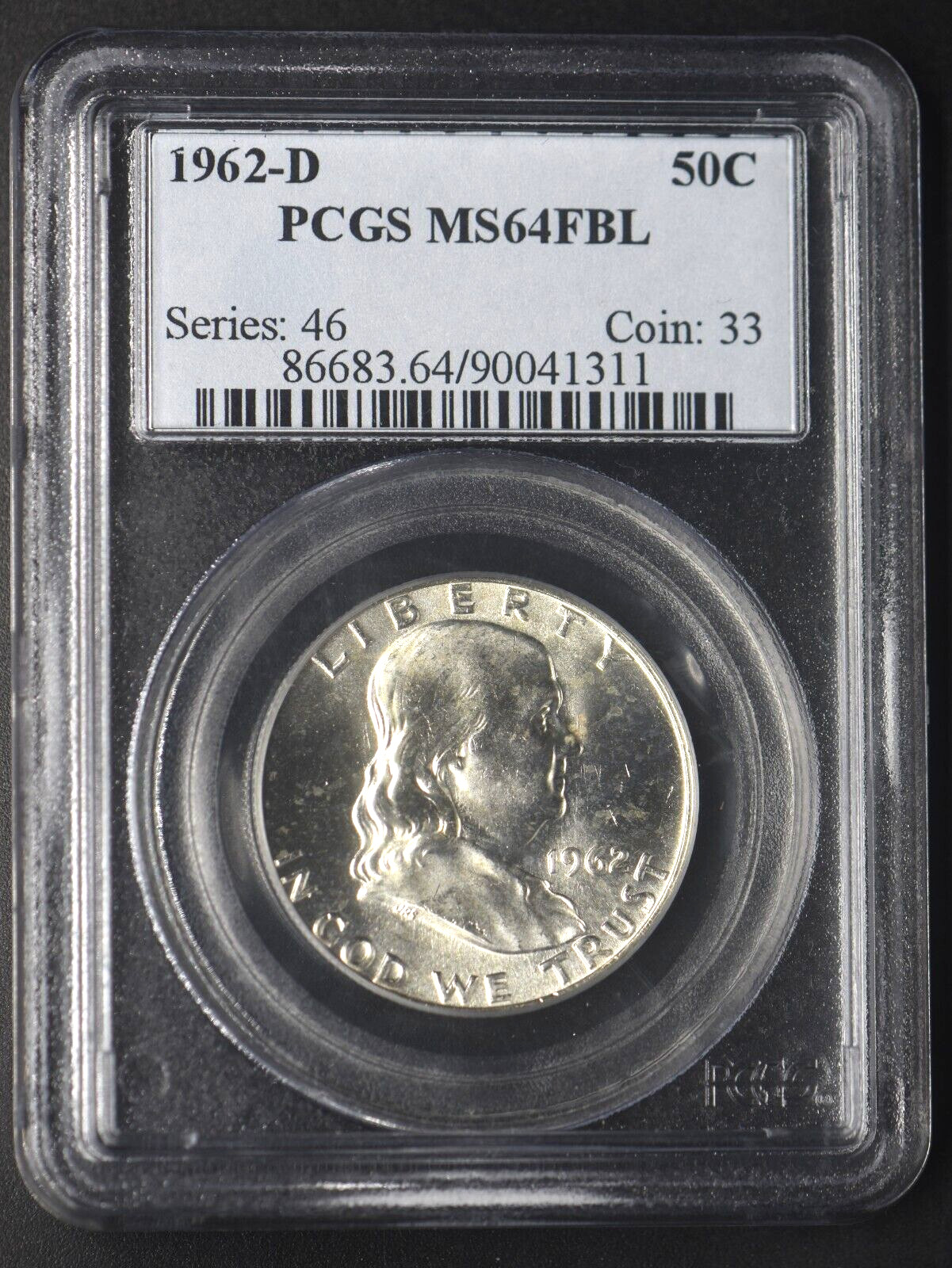 1962-D Franklin Half Dollar - PCGS MS64 FBL- COINGIANTS -