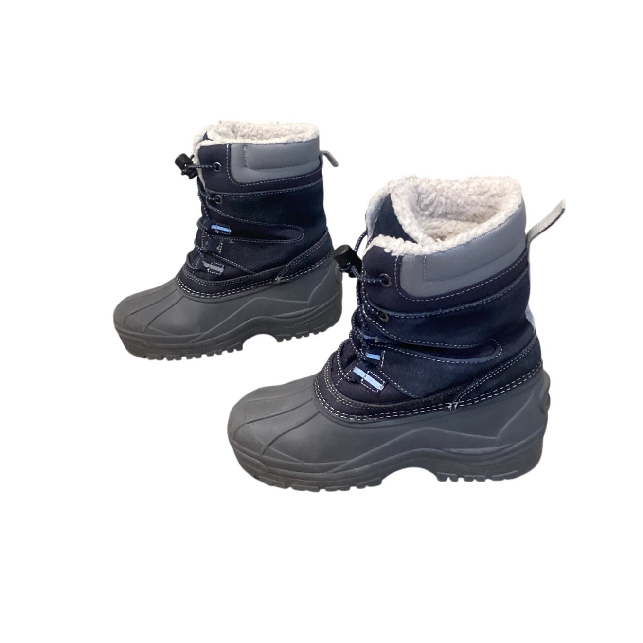 Lands’ End Kids Snow Boats Youth Sz US 3 EU 34 Navy Blue Shearling Lined Winter