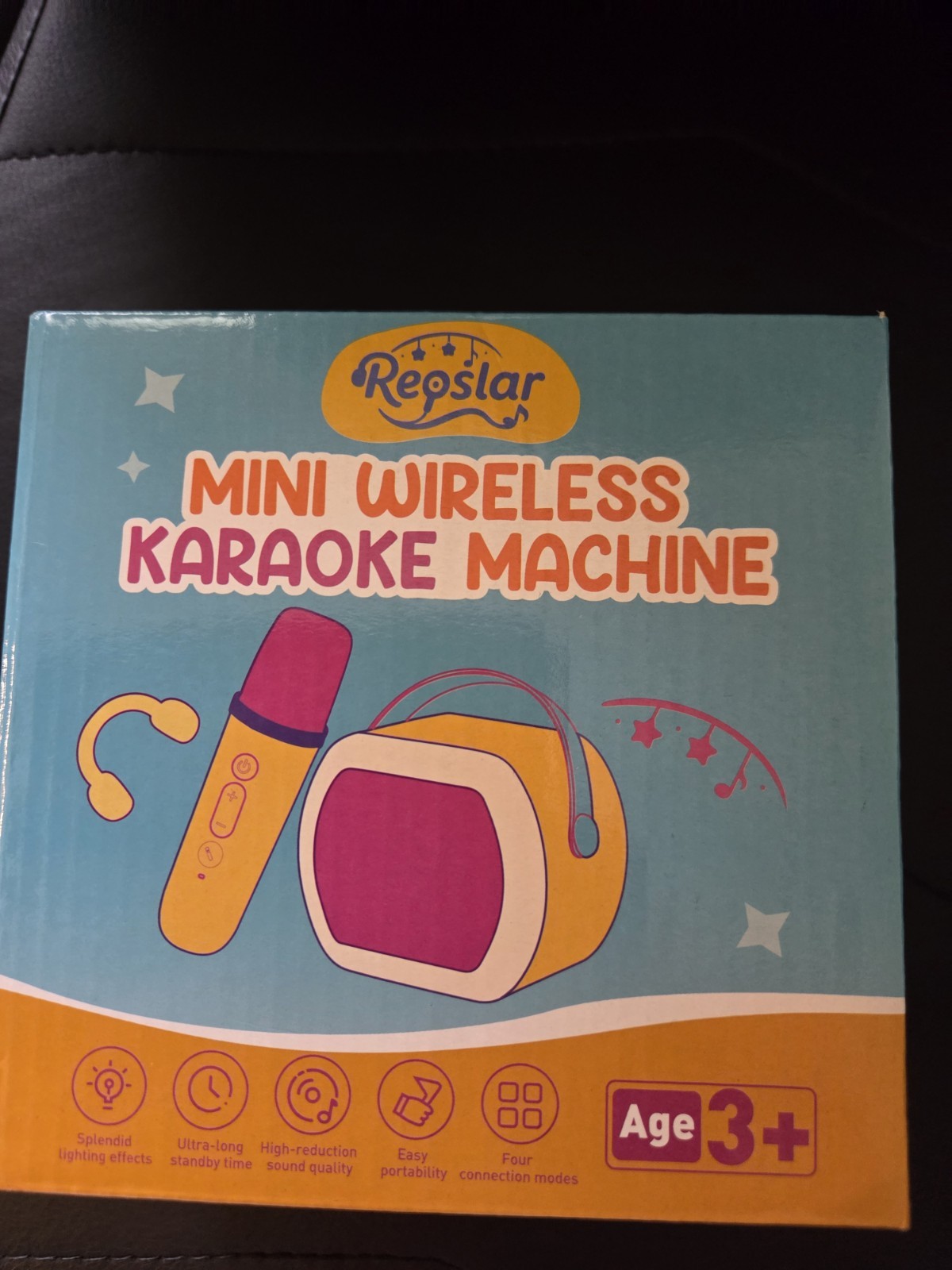 Reoslar Mini Wireless Karaoke Machine - Pink Yellow With 2 Mics - NEW IN BOX