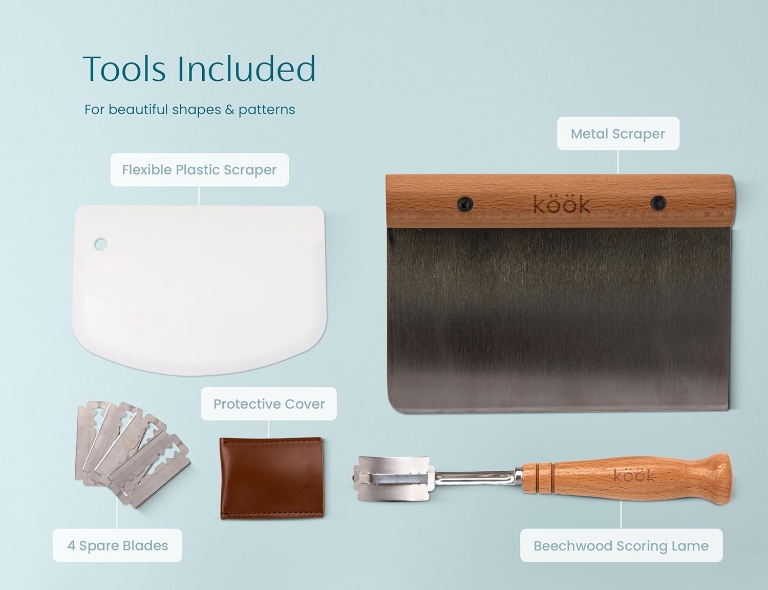 Artisan Bread Baking Essentials: 9-Inch Rattan Baskets & Scraping Tools Included