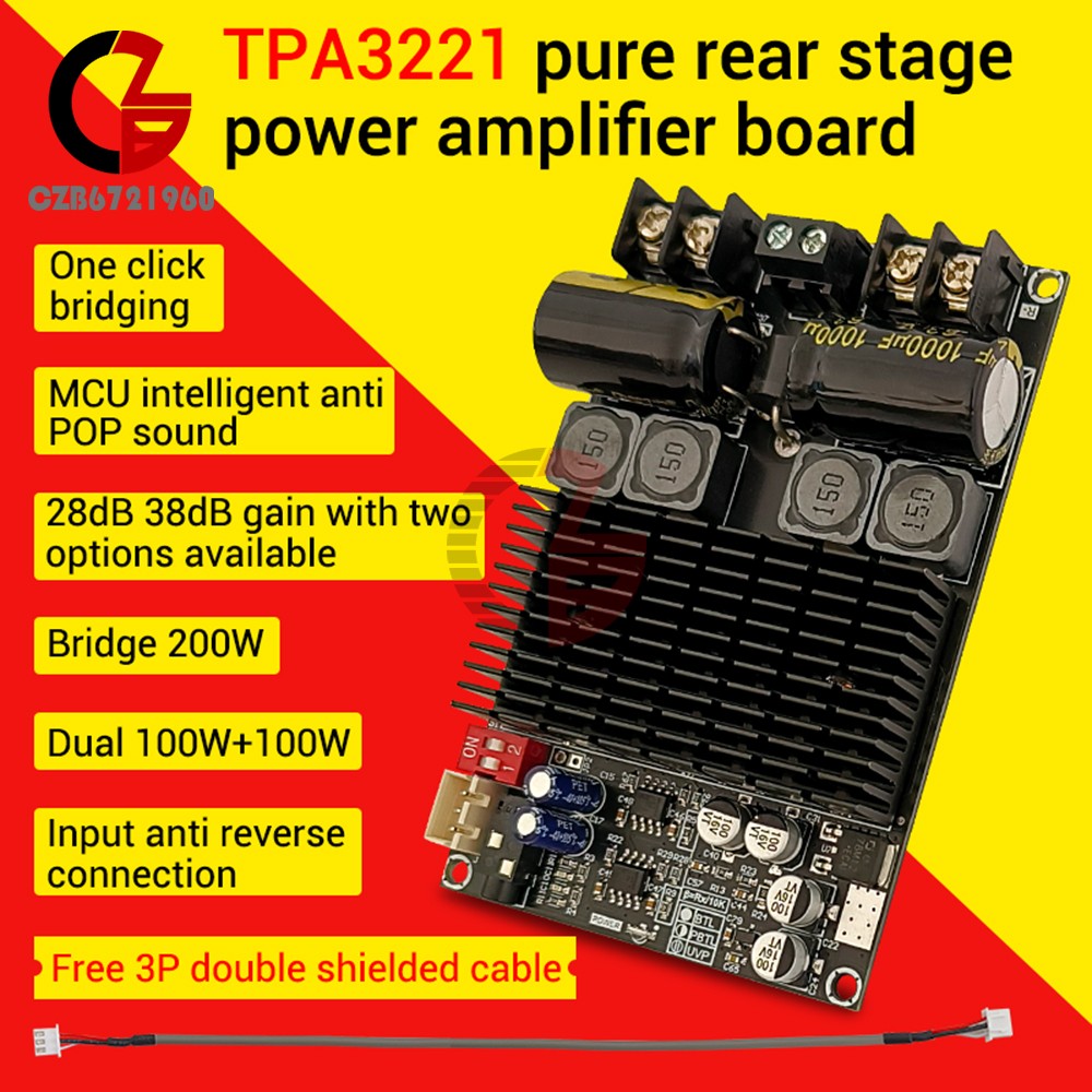 ZK-2001 Pure Power Amplifier Board 2CH 100W*2/Mono 200W Audio Amplifier TPA3221