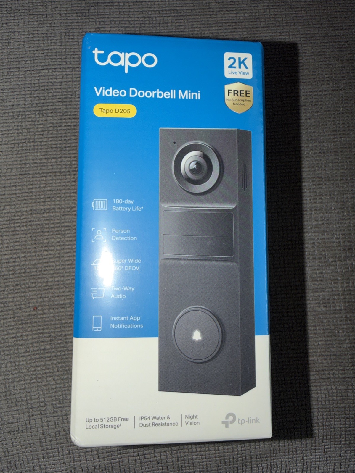TP-Link Tapo D205 2K Video Doorbell Mini – Wireless,