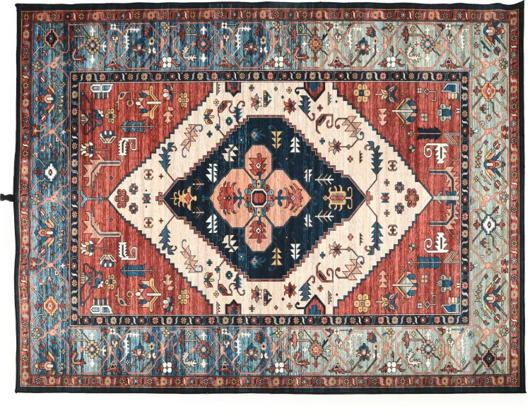 Ahead Armor Cases Tribal Persian Drum Rug - 80-inch x 64-inch, Red and Blue