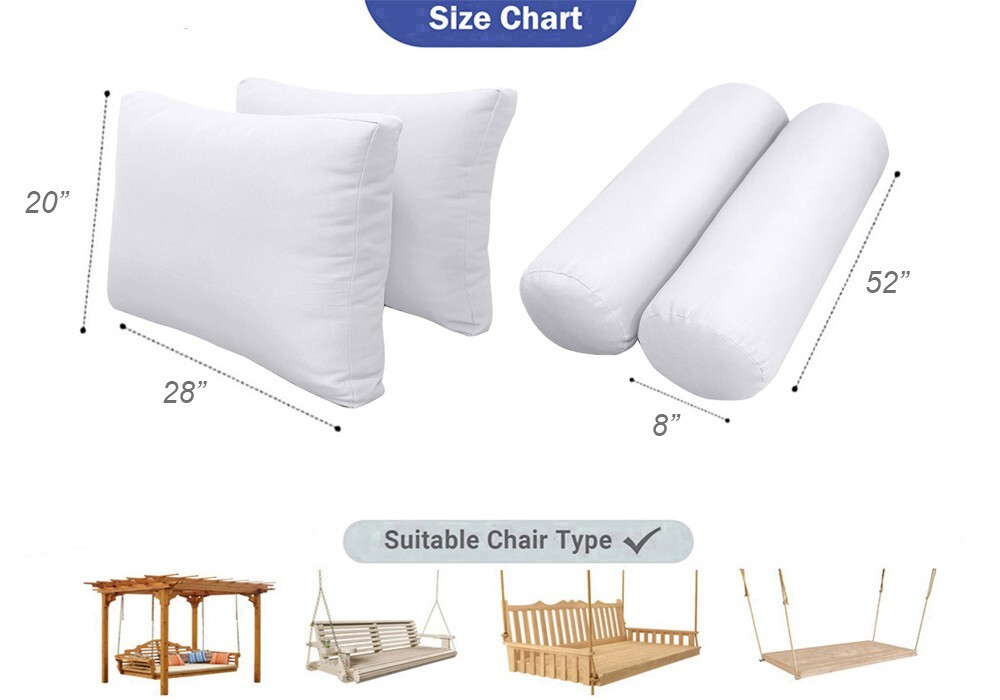 |COVER ONLY| STYLE 1 Full Bolster Pillow Daybed Porch Swing Knife Edge AD003