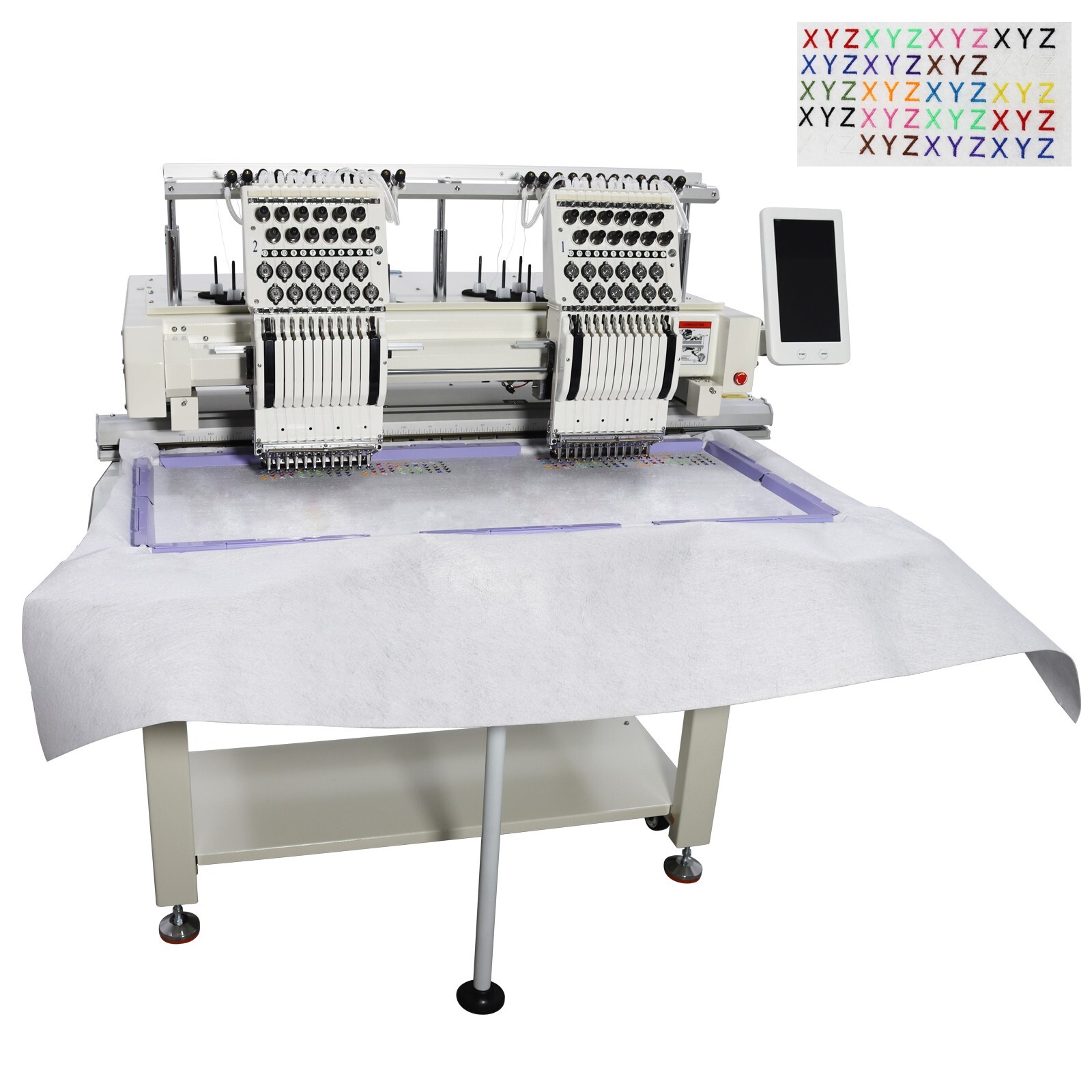 Double-Head 12 Needles Automatic Embroidery Machine Flat Hat DIY 15.7*19.7in