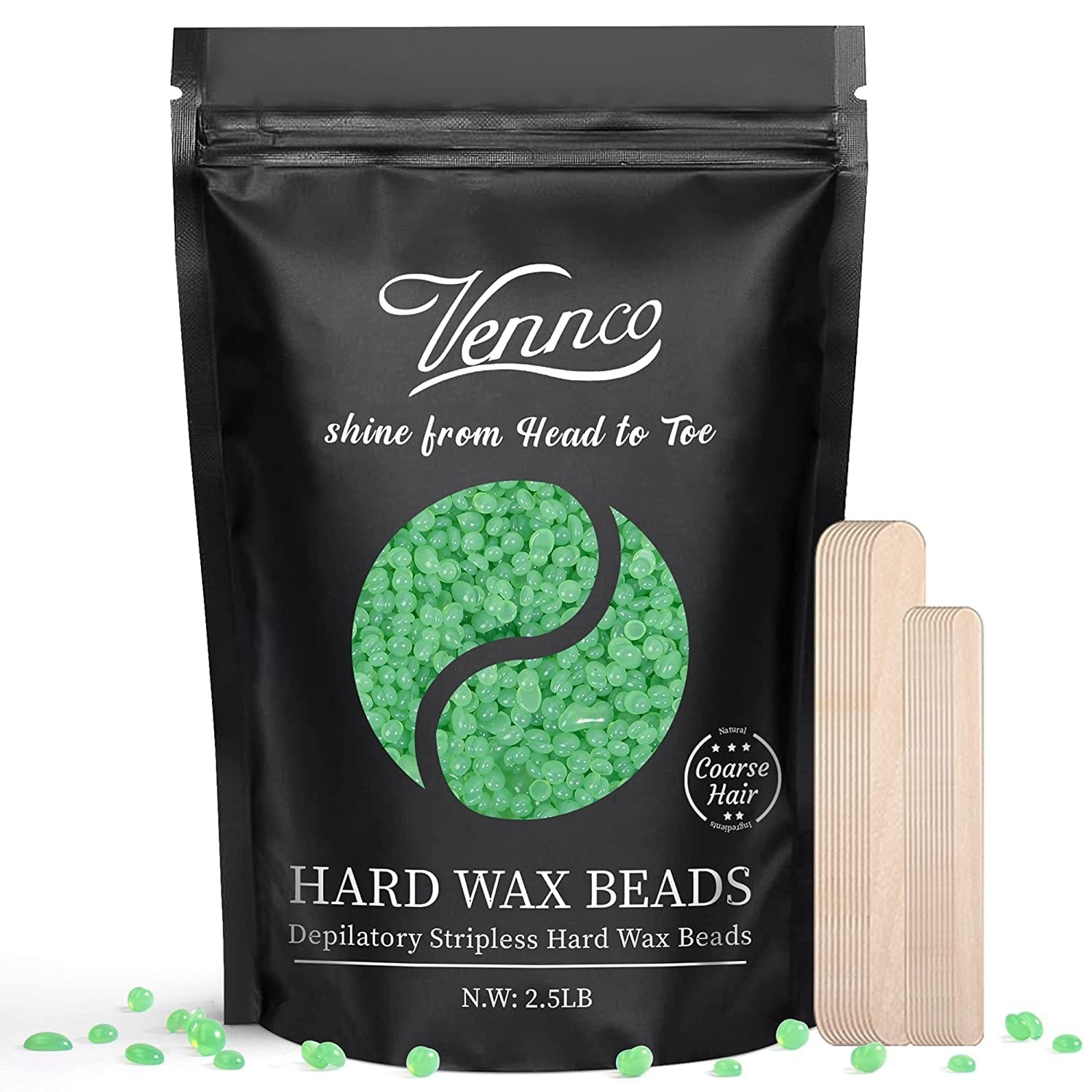 2.5lb Aloe Wax Beads - Hard Wax Beans for Coarse Hair Removal, Gentle Large R...
