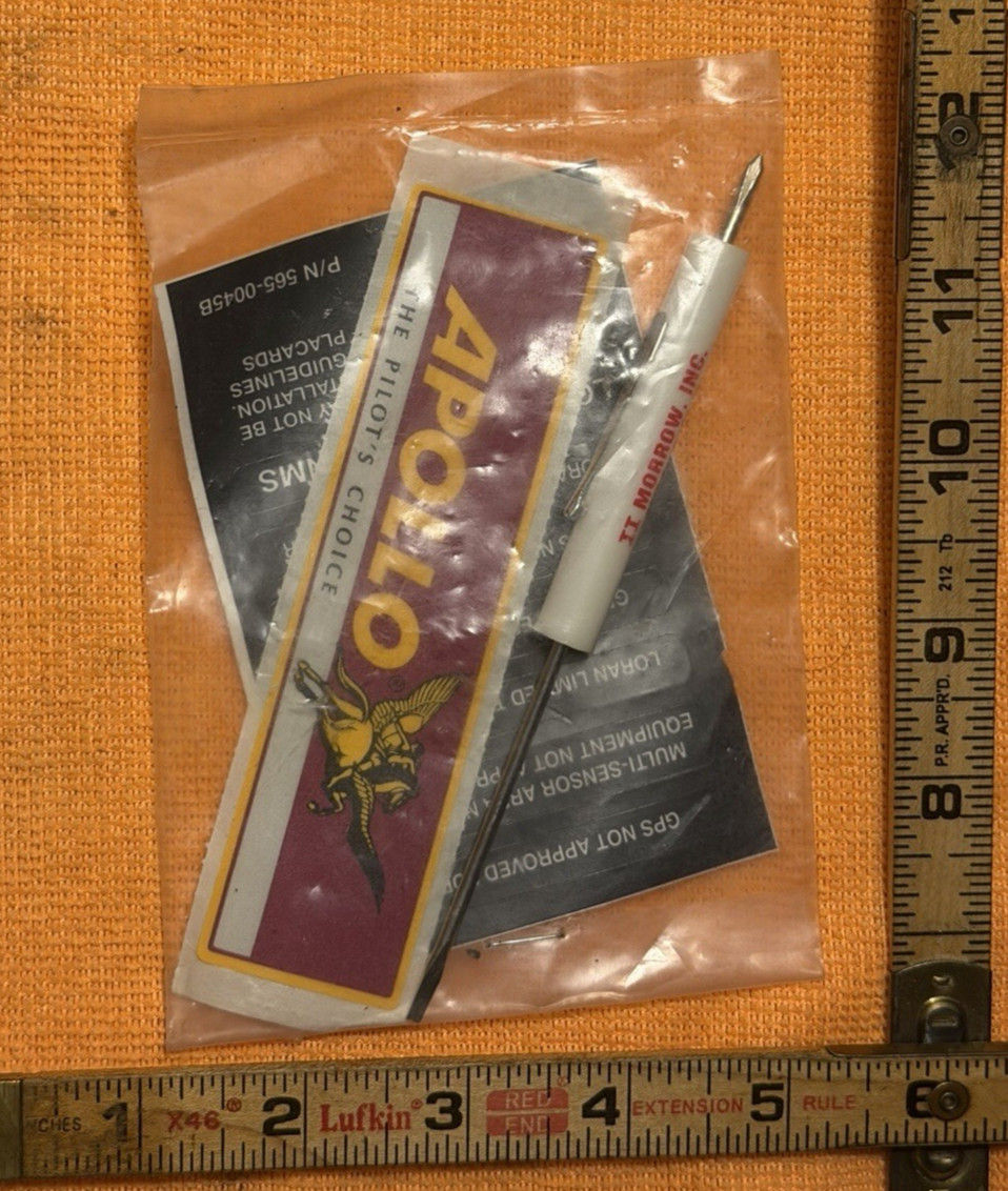Vintage II Morrow Apollo Aviation GPS/Loran Alignment Screwdriver Tool Placards