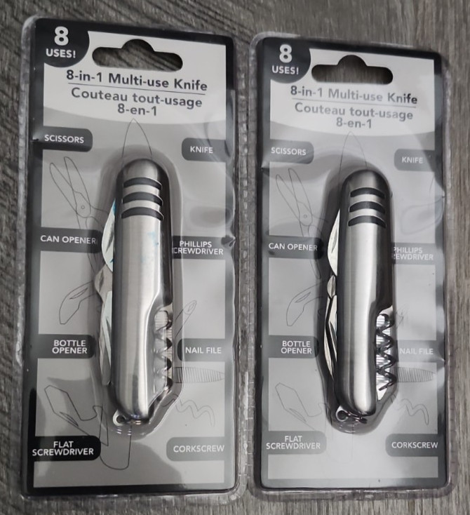 (2) 8 In 1 Multi Use Pocket Knife Great For Outdoors-Camping, Fishing, Etc.  C2