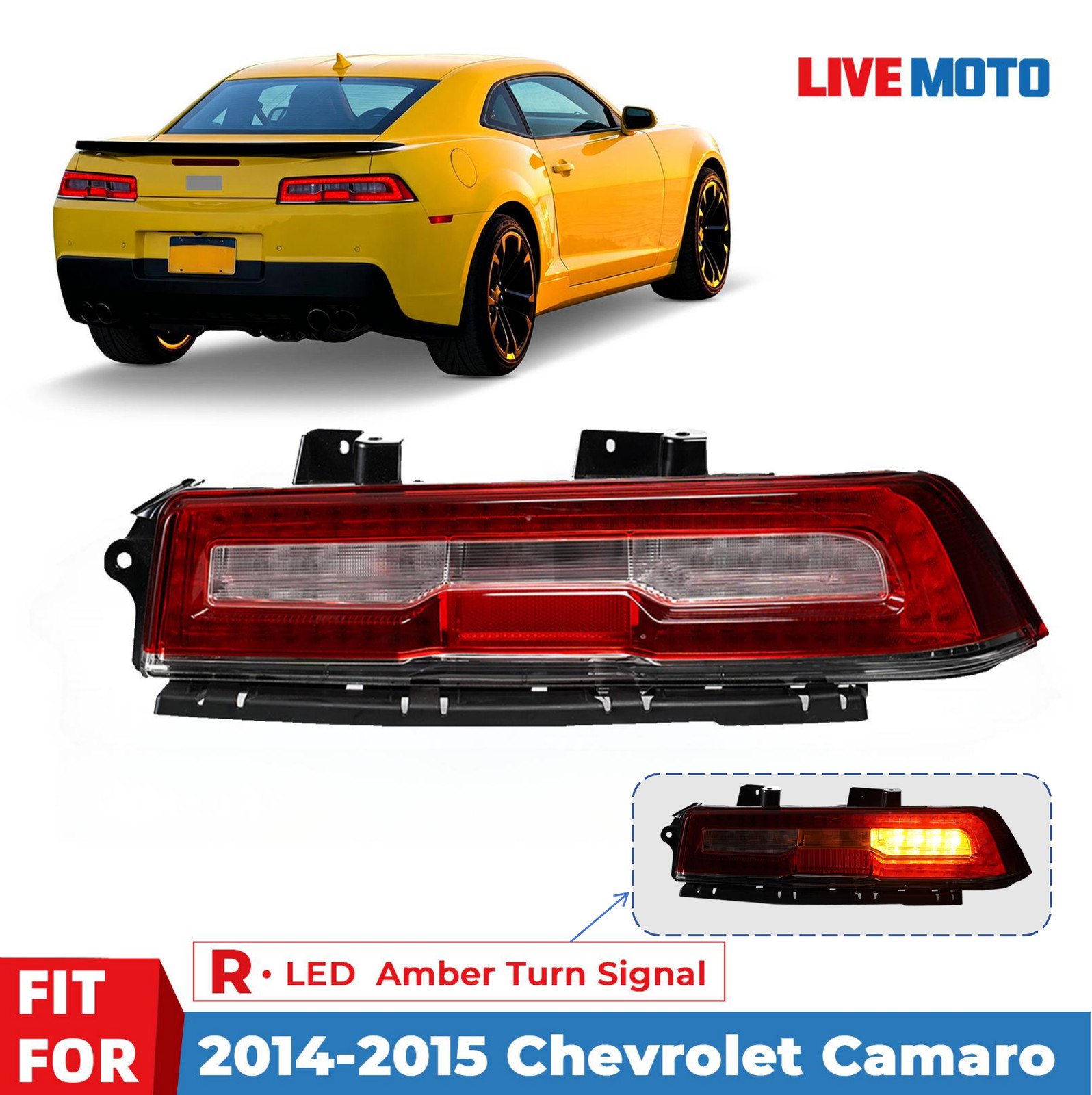 For Chevy Camaro 2014-2015 LED Passenger RH Side Tail Light Assembly Brake Lamp