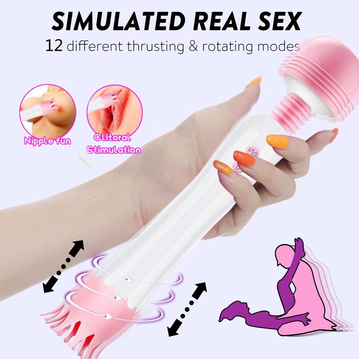 Licking Vibrator-Nipple-Clit-Clamp-Women-Multispeed-Toy use Lubricant New