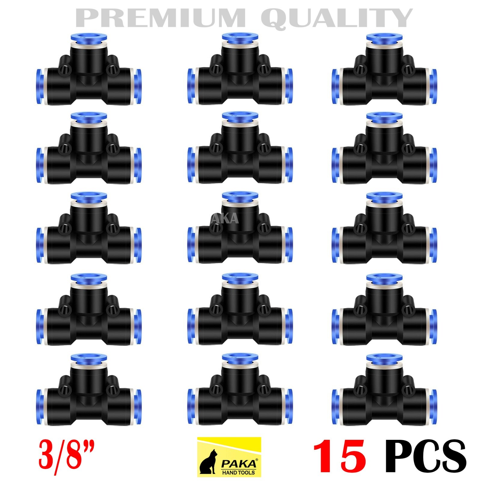 15 x Pneumatic Tee Union Connector Tube OD 3/8" 10mm Instant Tube Push In Air