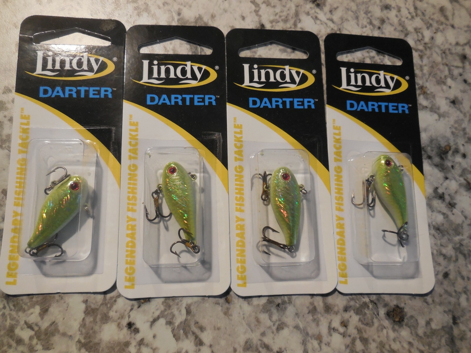 4 Pack Lindy Darter Jig Ice & Crappie Rattle Bait 1/8 oz.Lures  CHARTREUSE GLOW.