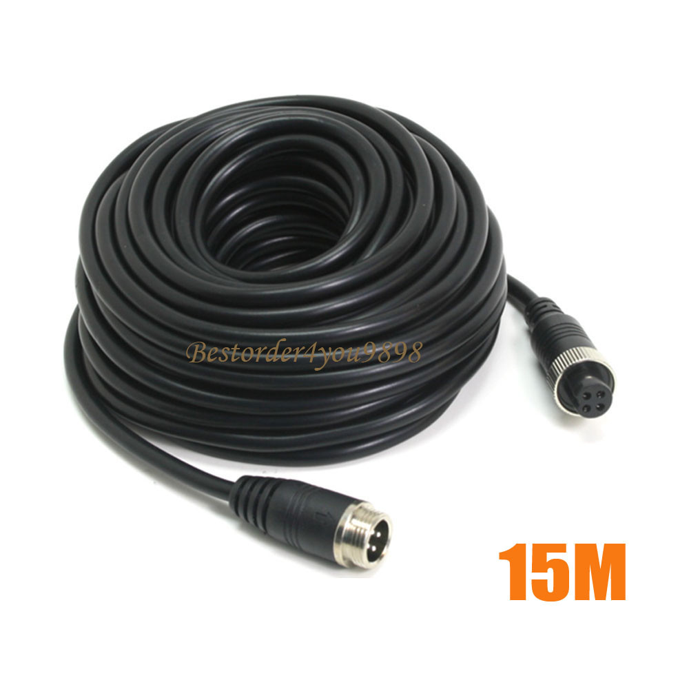 15m 4Pin Video Extension Cable Wire For Car Bus Truck Reversing Camera Monitor