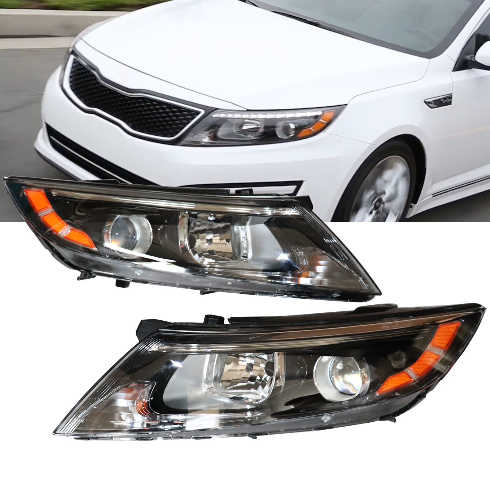 Pair Halogen Headlights For 2014-2015 Kia Optima EX LX SX Left + Right Headlamps