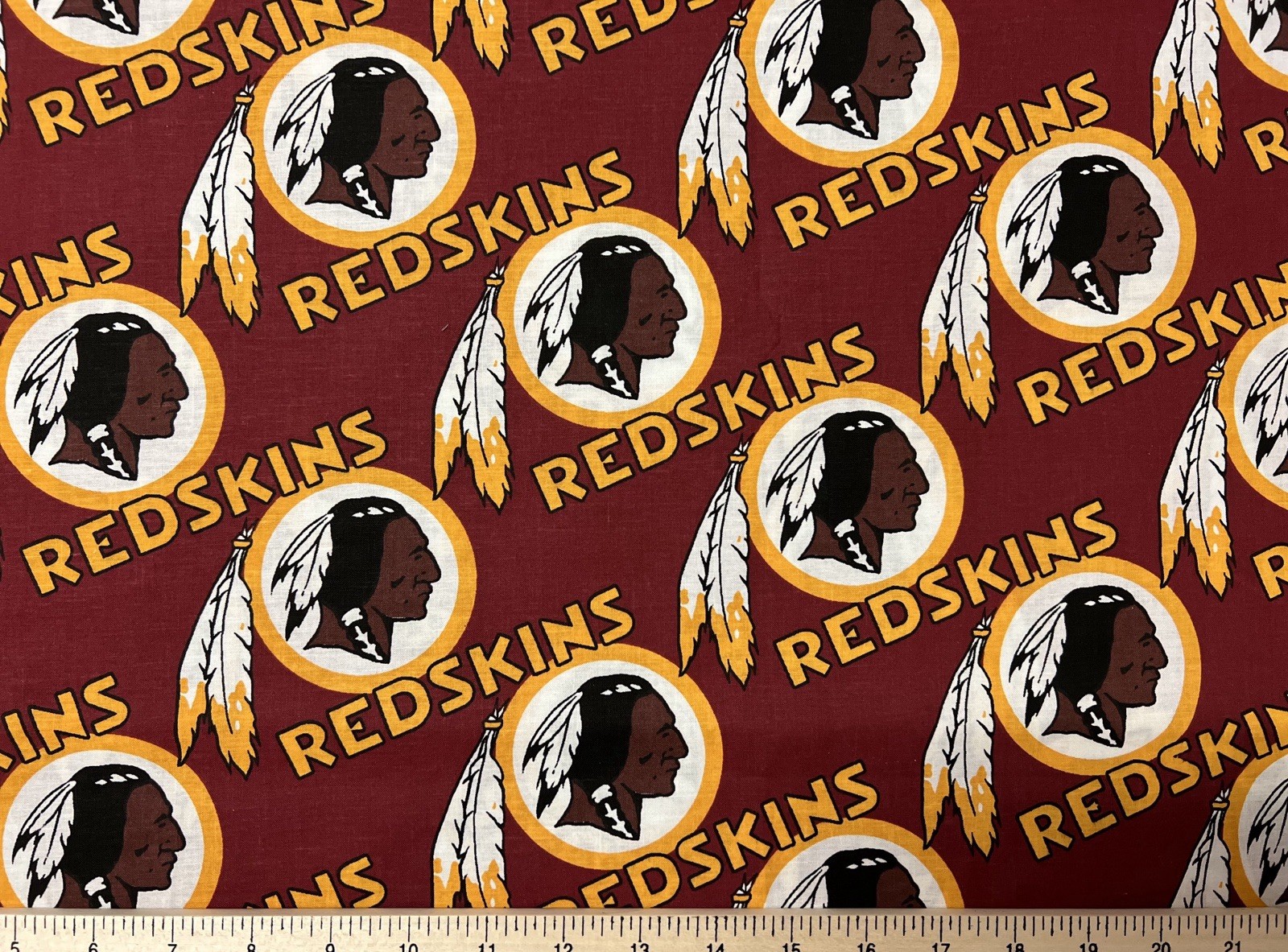 WASHINGTON REDSKINS 1994 VINTAGE NFL Football, 100% Cotton Fabric, (12”x58”) New