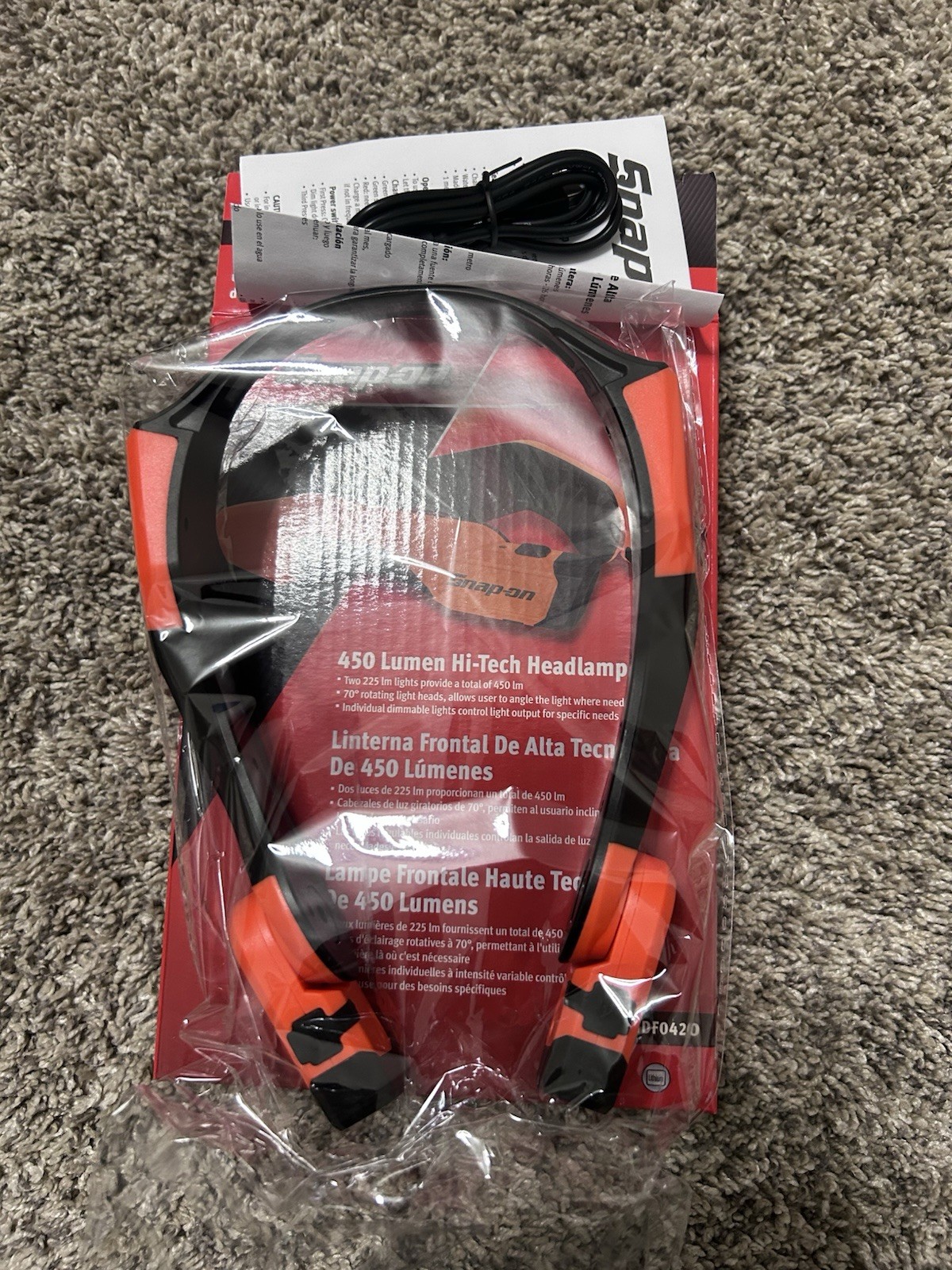 Snap On BRAND NEW 450 Lumen High-Tech Headlamp (Orange)
