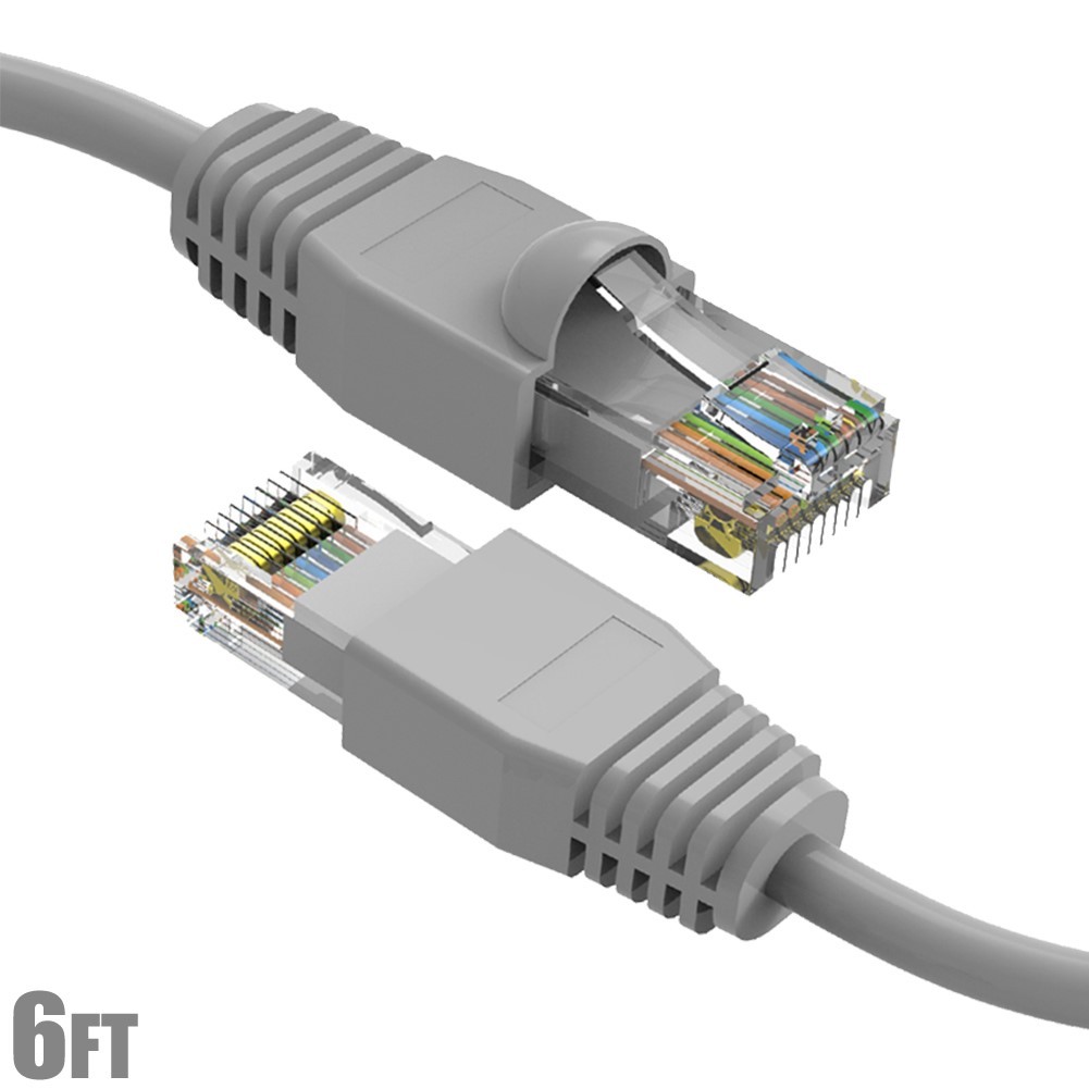 6FT Cat6A RJ45 Network Ethernet UTP Patch Cable Cord Gold 24AWG Copper Wire Gray