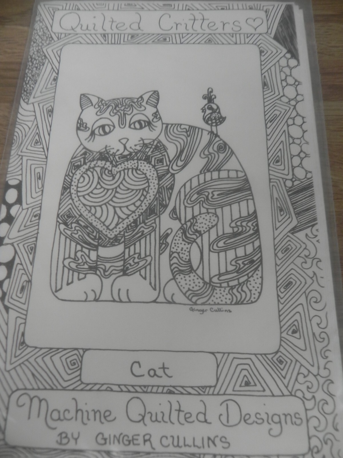 "Cat" Machine Quilted Designs by Ginger Cullins ~ Quilted Critters Two Sizes NIP