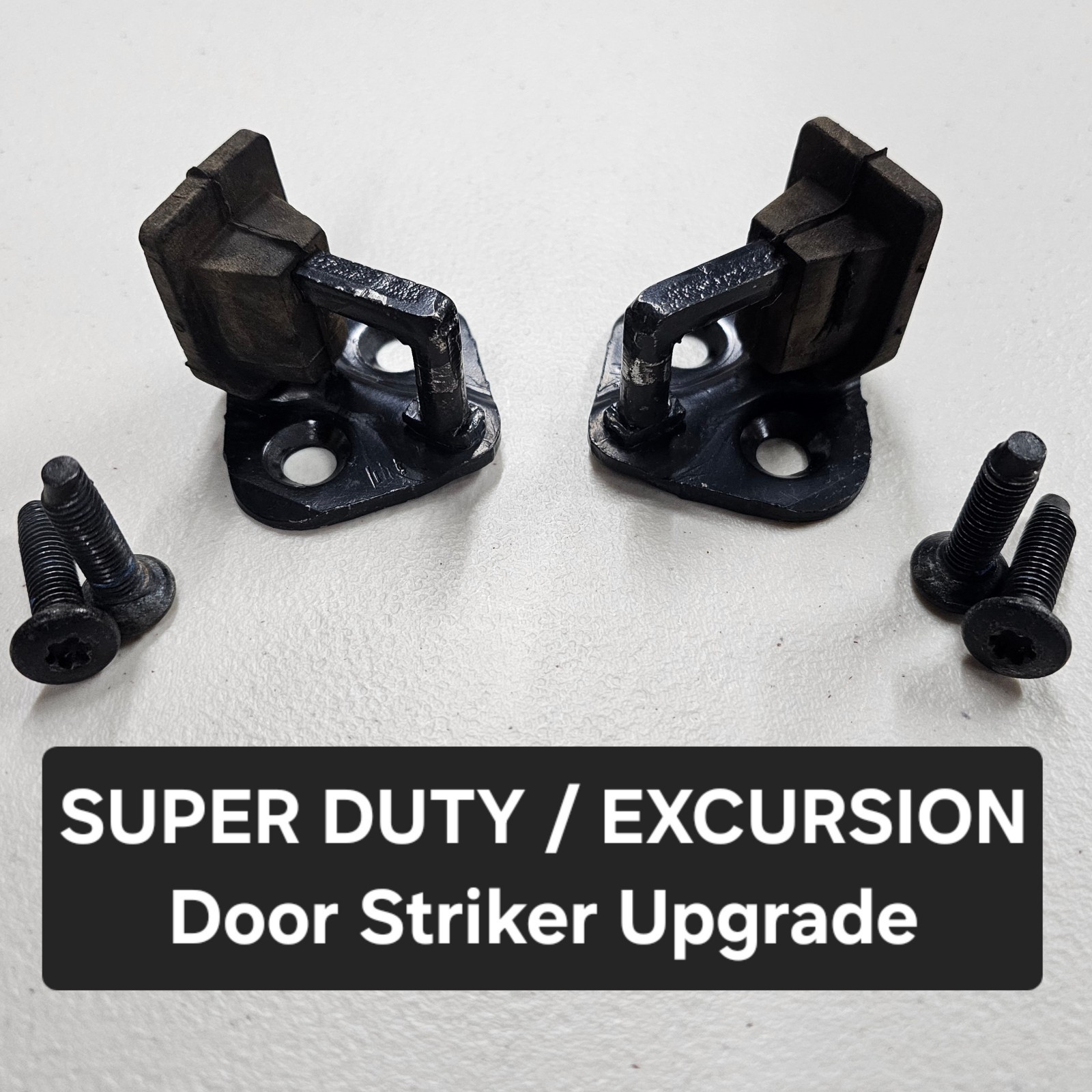 Super Duty Excursion Upgraded Door Striker Pair F150 OEM w/Bolts Anti-rattle